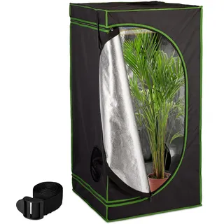 Relaxdays Growzelt, HxBxT: 120x60x60 cm, reflektierende Innenfolie, lichtundurchlässig, Indoor Zuchtzelt, schwarz/grün