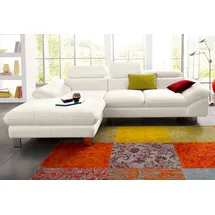 Cotta Ecksofa "Driver L-Form", weiß (altweiß), B:268cm H:73cm T:169cm, LEDER BEEFY (ein abgedecktes Spalt-Rindsleder) im Sitz und Rücken (Korpus in Kunstleder);Luxus-Kunstleder;Kunstleder SOFTLUX;NaturLEDER (echtes Rindsleder), Rückseite mit schwarzem