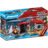 PLAYMOBIL City Action 71193 Mitnehm-Feuerwehrstation mit Feuerwehr-Motorrad, Aufklappbare Spielbox mit Griff, Mitnehm-Spielzeug, Spielzeug für Kinder ab 4 Jahren