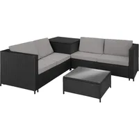 Tectake Siena Rattan Loungeset schwarz/grau