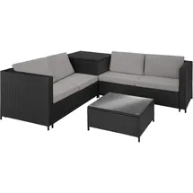 Tectake Siena Rattan Loungeset schwarz/grau