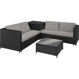 Tectake Siena Rattan Loungeset schwarz/grau