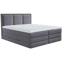 Roller Boxspringbett - grau - H2/H3 - Bettkasten, - inklusive Topper - 160x200 cm