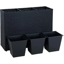 Estexo Pflanzkübel Rattan Blumentopf Set Schwarz