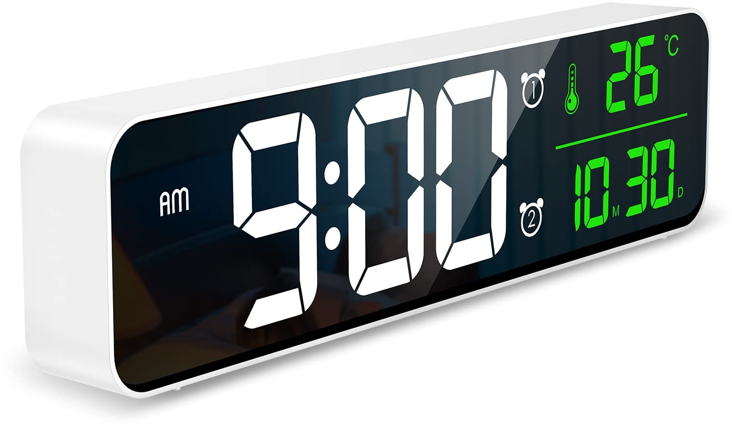 Ankilo Upgraded Wanduhr Digital Groß, 10,5'' LED Digital Wecker, Grosse LCD Anzeige Wanduhr, Digitale Wanduhr mit Kalender und Temperatur, Lauter Alarm und Klar, Kalenderuhr für Decor