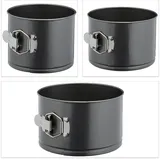 Relaxdays Springform hoch, 3er Set, Ø 14/16/18 cm, rund, antihaftbeschichtet, Backform Schichttorten, Stahl, anthrazit