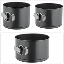 Relaxdays Springform hoch, 3er Set, Ø 14/16/18 cm, rund, antihaftbeschichtet, Backform Schichttorten, Stahl, anthrazit