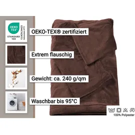 ZOLLNER Kuscheldecke,, Dunkelbraun, Textil, 170x200 cm, Oeko-Tex® Standard 100, Wohntextilien, Decken, Kuscheldecken