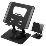 HENGBIRD Tablet Ständer Verstellbar, 360° Drehbare iPad Halterung aus Aluminium, Faltbar und Tragbar Kompatibel mit Tablet Halterung Tisch, iPad Stand, Handyhalter Tisch für Büro und Zuhause