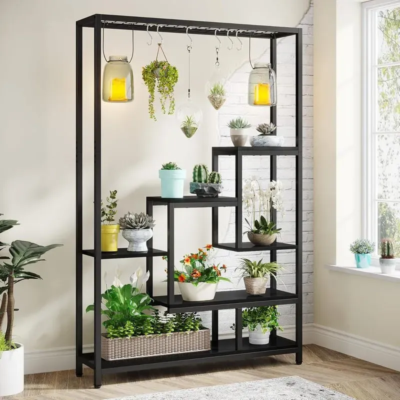 Tribesigns Blumenständer, 5-stufiger Pflanzenregal mit 10 S-Haken, 180 cm hoher Pflanzenständer