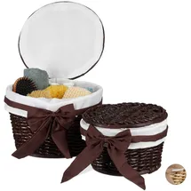 Relaxdays Korbset Aufbewahrungskorb 31 x 31 x 22 cm Braun