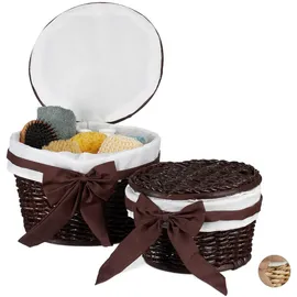 Relaxdays Korbset Aufbewahrungskorb 31 x 31 x 22 cm Braun