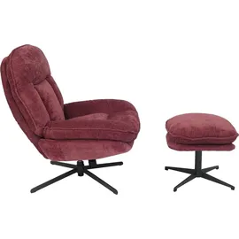 MCW Relaxsessel MCW-P32 Chenille 370 g/m2 70 x 70 x 70 cm Beere mit Hocker