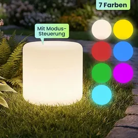 ideoon lights 2er Set LED Solar Zylindrische Tischlampe 27 x 26,5 cm wetterfest/weiß