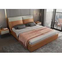 xl moebel gmbh Designer Bett Schlafzimmer Betten Textil Leder Hotel Luxus Polster Samt Stoff - Braun