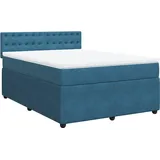 vidaXL Boxspringbett mit Matratze Blau 160x200 cm Samt