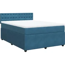 vidaXL Boxspringbett mit Matratze Blau 160x200 cm Samt
