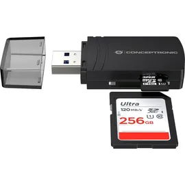 Conceptronic BIAN06B SD TF/MicroSD 4.0 Kartenleser, UHS-II, USB 3.0, 5Gbps