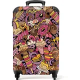 NoBoringSuitcases.com© Kinderkoffer Lebensmittel - Torte - Muster - Design - Donut - Kind 55x35x20cm, 4 Rollen, Kinder Koffer Klein, Trolley Handgepäck, Reisekoffer bunt 35 cm x 55 cm x 20 cm