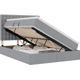 vidaXL Bett mit Stauraum und LED Hellgrau 140 x 190 cm