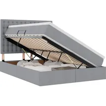 vidaXL Bett mit Stauraum und LED Hellgrau 140 x 190 cm