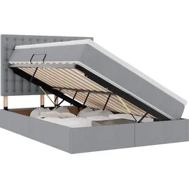 vidaXL Bett mit Stauraum und LED Hellgrau 140 x 190 cm