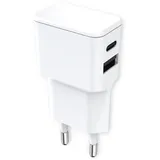 Fontastic Universal Netzteil Dubi, 1x USB-A 1x Typ-C, 12W 5V | 2.4A, kompaktes Design, weiß