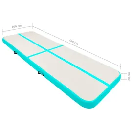 vidaXL Aufblasbare Gymnastikmatte mit Pumpe 400x100x20 cm PVC Grün