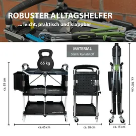 Trutzholm Montagewagen klappbar 65 Kg Traglast Beistellwagen mit Seitentasche