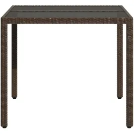 vidaXL Gartentisch mit Glasplatte 90 x 90 x 75 cm Braun