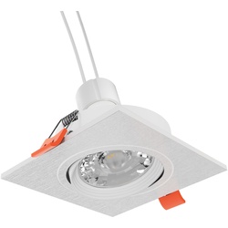 ledscom.de Decken-Einbaustrahler KUN, eckig, schwenkbar + GU10 LED 468lm 30° warmweiß