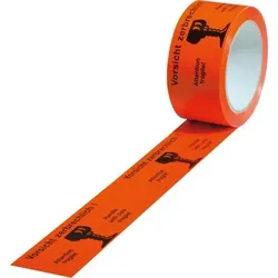 Warnklebeband "Vorsicht zerbrechlich" orange