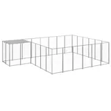 vidaXL Hundezwinger Silbern 12,1 m2 Stahl