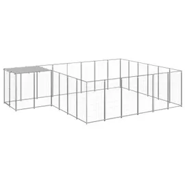 vidaXL Hundezwinger Silbern 12,1 m2 Stahl
