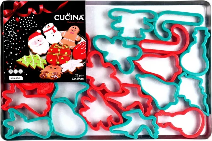 La Cucina Das komplette Weihnachtsplätzchen-Ausstechformen-Set mit Backblech 22-teilig 42x29cm