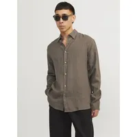 JACK & JONES Langarmhemd »JPRCCLAWRENCE LINEN SHIRT L/S SN«, Gr. L - N-Gr, falcon, , 15110441-L N-Gr