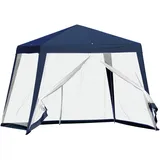 Gartenpavillon Pavillon Festzelt Partyzelt Wetterfest Zelt Mit Moskitonetz Metall + Polyester Blau 3 X 3 M