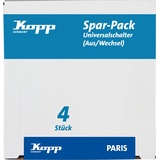 Kopp Paris Profipack, Inhalt: 4 x Universalschalter (Aus-Wechsel-Schalter), IP20, silber, 250V~, 65260014