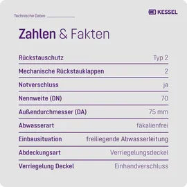 Kessel Rückstauverschluss Staufix DN 70 73070 aus Kunststoff
