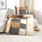 Traumschlaf Seersucker Kariert Beige 160 x 210 cm + 65 x 100 cm