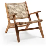 Sessel Grignoon aus massivem Akazienholz und geflochtenem Rattan - Beige