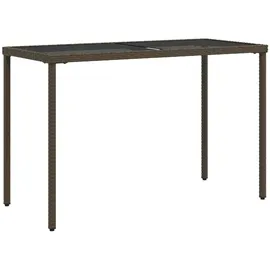 vidaXL Gartentisch mit Glasplatte Braun 115x54x74 cm Poly Rattan