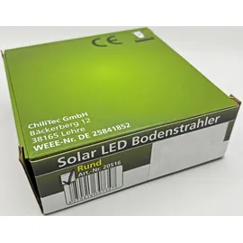 ChiliTec Bodeneinbaustrahler Edelstahl Ø 12 x 4 cm Solar inkl. Dämmerungssensor Weiß
