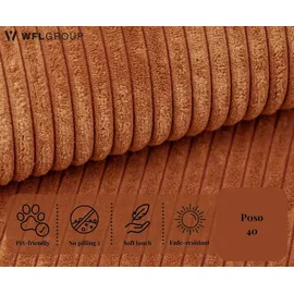 WFL GROUP Ecksofa Cora mit Schlaffunktion & Stauraum, Universell Rechts/Links, Orange Kupfer Cord Chenille 260/82/160 cm
