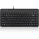 Perixx PERIBOARD-409H Kabelgebunden USB Mini-Tastatur mit 2 Hubs, schwarz US Mini USB-Tastatur,