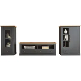 Home Affaire Wohnwand HOME AFFAIRE "Westminster TOPSELLER", grau (dunkelgrau, wotan eiche), B:331cm, Kastenmöbel-Sets, Holz Wohnwände Wohnwand, im romantischen Landhausstil