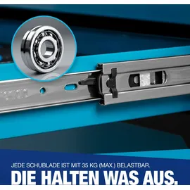 NTG Werkzeugwagen Stahl blau 7 Schubladen bestückt