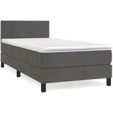 vidaXL Boxspringbett mit Matratze Dunkelgrau 90x200 cm Samt