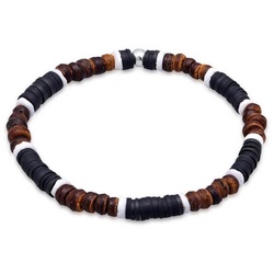 Kuzzoi Bead-Armband-Set Herren Heishi Beads Vintage Surfer 925 Silber braun 23