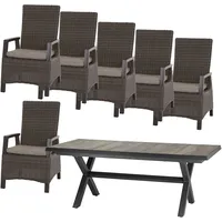 Siena Garden Garten-Essgruppe »Corido«, (Set, 13 tlg.), bestehend aus 6 Sesseln, 6 Kissen und 1 Tisch,